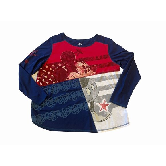 DIsney long sleeve Mickey Mouse top XXL V-neck Disneyland DisneyParks plus 2X - Picture 1 of 6